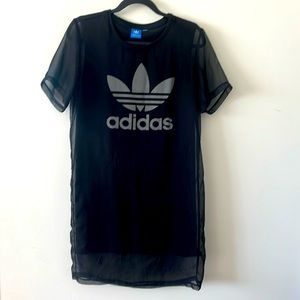 Adidas midi dress with mesh overlay.